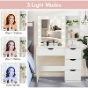 Vanity Desk with Mirror, Charging Station & LED Lights - 4 Drawers, 2 Shelves - Makeup Dresser for Bedroom - 3 of 4