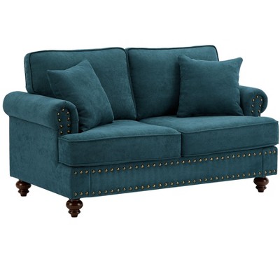NicBex 60.83 Inch Chenille Sofa Couch,Love Seat Couch with 2 Throw Pillows for Living Room,Bedroom,Office,Apartment
