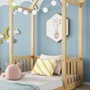 VASIP Kids House-Shaped Roof Headboard Twin Floor Bed - Low Profile Modern Design, No Slats Needed, Natural Furniture for Bedroom - 3 of 4
