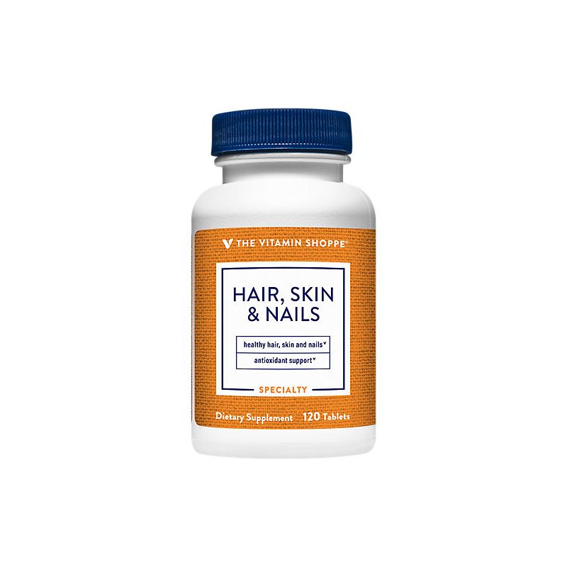 The Vitamin Shoppe Hair, Skin and Nails, With 400MCG of Biotin,  Support for Healthy Vibrant Hair, Healthy Skin & Strong Nails (120 Tablets), 1 of 2