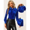 INSPIRE CHIC Women's Vintage Solid Gothic Velvet Dressy Bow Tie Neck Business Shirt - 2 of 4
