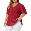 Agnes Orinda Women's Plus Size Polka Dots V Neck Short Sleeve Wrap Peplum Blouse - 2 of 4