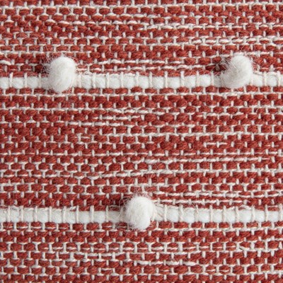 Penelope Handcrafted Cotton-Polyester Red/Ivory Pouf Ottoman