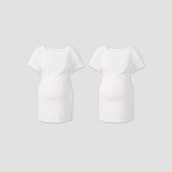 Short Sleeve Round Neck Non Shirred 2pk Bundle Maternity T-Shirt - Isabel Maternity by Ingrid & Isabel™