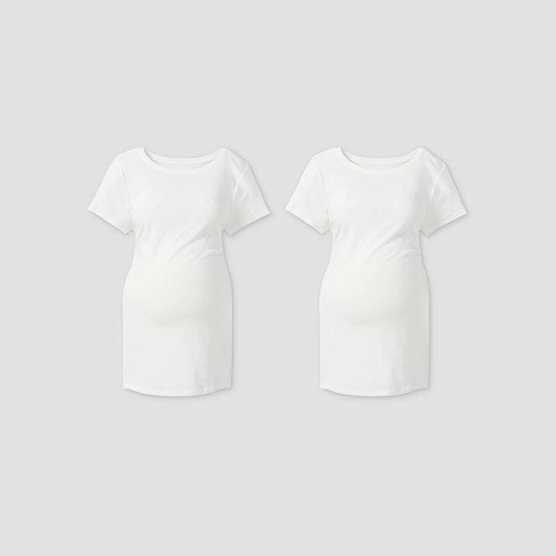Short Sleeve Round Neck Non Shirred 2pk Bundle Maternity T-Shirt - Isabel Maternity by Ingrid & Isabel™, 1 of 3