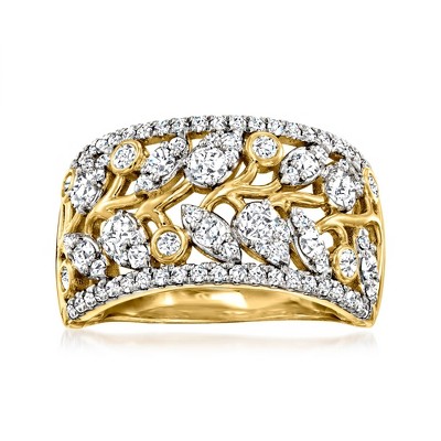 Ross-Simons 1.00 ct. t.w. Diamond Leaf Vine Ring in 14kt Yellow Gold