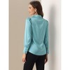INSPIRE CHIC Women's Puff Long Sleeve Point Collar Vintage Button Work Satin Shirt - 4 of 4