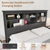 Full Size/Queen Size/King Size Bed Frame with Bookcase Headboard, Tall Wooden Bed Headboard Frame with Type-c & USB Charging Station - 4 of 4