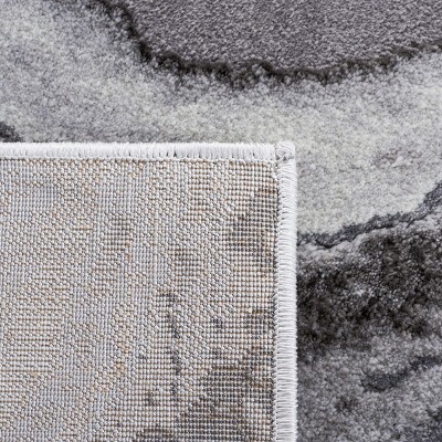 Grey and Dark Grey Abstract Synthetic Rectangular Area Rug, 6'7" x 9'