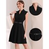 INSPIRE CHIC Women's V Neck Wear to Work Sleeveless Flare Knee Length Dresses - 2 of 4