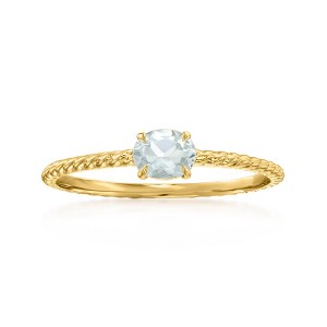 Pure Collection by Ross-Simons 0.30 Carat Aquamarine Roped Ring in 14kt Yellow Gold - 1 of 4