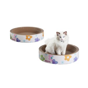 Daisy Modern Cardboard Bowl Cat Scratcher with Catnip - 1 of 4