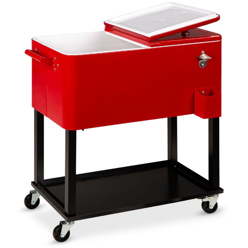 Best Choice Products 80qt Steel Rolling Cooler Cart w/ Bottle Opener, Catch Tray, Drain Plug, Locking Wheels, 1 of 9