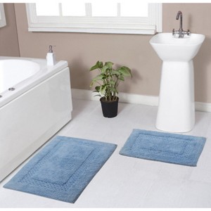 Set of 2 Classy Bathmat Collection Blue Cotton Tufted Bath Rug - Home Weavers - 1 of 4