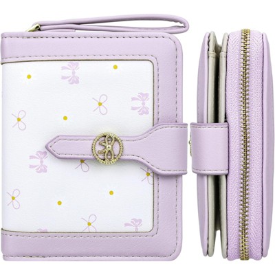 FATMOON Cute Small Women’s Wallet with Bow Design & Zippered Pocket & ID Window - Compact PU Leather Card Holder for Daily Use & Travel