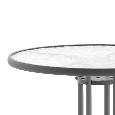 Bellamy 31.5'' Silver Round Tempered Glass Dining Table