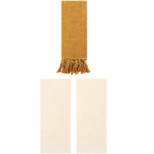 REGALWOVEN 3 Packs Striped and Tassels Bathroom Hand Towel 14" x 30" - 1 of 4