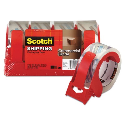 Scotch 3750 Commercial Grade Packing Tape w/Disp 1.88" x 54.6yds 3" Core Clear 4/PK 37504RD