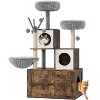 Cat Tree with Litter Box Enclosure, 2-in-1 Modern Cat Tower with Hammock and Scratching Posts - 2 of 4