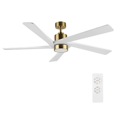 54" Gold Modern LED Ceiling Fan with Lights and Remote for Covered Outdoor, Living Room