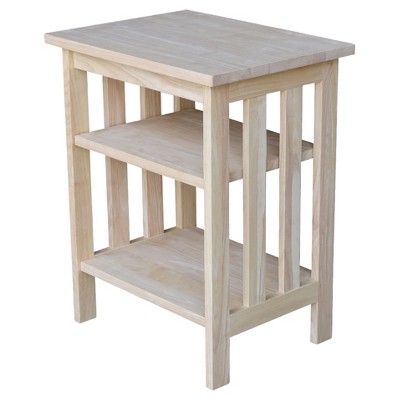 Unfinished Natural Wood 24" Mission Printer Stand with Shelves