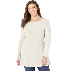 Catherines Women's Plus Size Cashmiracle Cable Sweater - 1 of 4