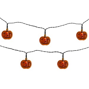 Northlight Jack O' Lantern LED Mini Halloween Lights - Orange - 6' Black Wire - 10ct - 1 of 4