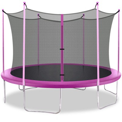 FDW 8/10/12/14FT Trampoline with Enclosure Net Outdoor Jump Rectangle Trampoline - ASTM Approved-Combo Bounce Exercise Trampoline for Kids and Adults