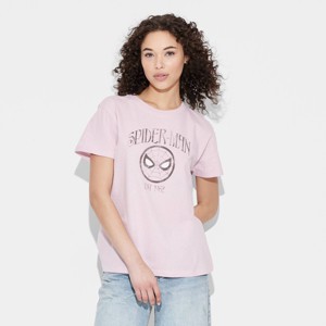 Women's Spider-Man Short Sleeve Graphic T-Shirt - Pink - 1 of 3