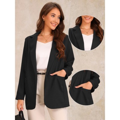 Allegra K Women's Long Sleeve Open Front Business Work Suit Blazer with Pocket Black Small — фото 2