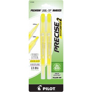 Precise Pilot 2pk Yellow Highlighter Dual Tip - 1 of 4