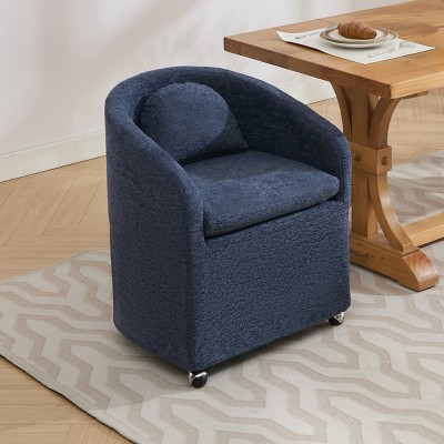 Modern Dining Chair 1pk ,Chenille Dining Chair With Universal Wheels for Dining Room Or Living Room-Tanpinhause