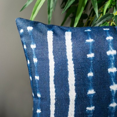 Blue and White Geometric Square Throw Pillow