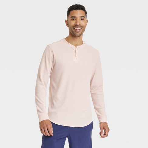 Men's Waffle-knit Henley Athletic Top - All In Motion™ Pink L : Target