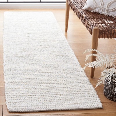 Ivory Beige Flat Woven Wool Runner Rug 2'3" x 8'