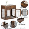 Dog Crate Furniture with Cushion, Wooden Dog Kennel Indoor with Double Doors & 2 Drawers, Dog House Side End Table for Small Medium Dogs - 3 of 4