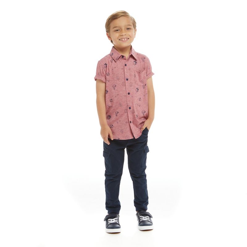 Andy & Evan  Toddler Sports Print Short Sleeve Knit Buttondown, 5 of 6