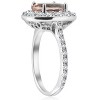 Pompeii3 3 ct Oval Halo Morganite Diamond Vintage Engagement Ring 14k White Gold - 2 of 4