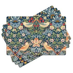 Aoibox Strawberry Thief Placemats Set of 4, Faux Leather Heat Resistant, Non-Slip Waterproof Washable for Dining Table, Indoor Outdoor Kitchen Decor - 1 of 4