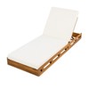 VisioGear Lounge Chaise Set with Headrest and Cream & 4 Inch Thick Lounge Cushions for Poolside, Patio, Cream&Teak, 79"*28.75"*34" - 2 of 4