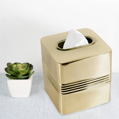 Gold Stainless Steel Square Tissue Box Cover
