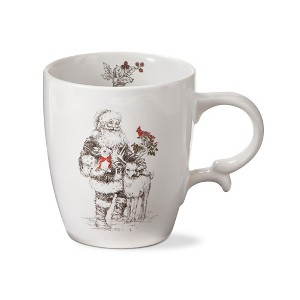 tag "Farmhouse Christmas" Collection Santa & Reindeer White Earthenware Coffee & Tea Mug, 14.0 oz. - 1 of 2