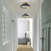 Modern Semi Flush Mount Ceiling Light, Black and Gold Dome Fixture, LED Contemporary Bedroom Kitchen Lighting - 4 of 4