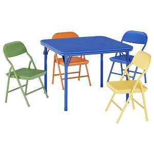 Kids Folding Square Table and Chairs Set for Daycare and Classrooms, Children's Activity Table and Chairs Set, Multicolor - 1 of 4