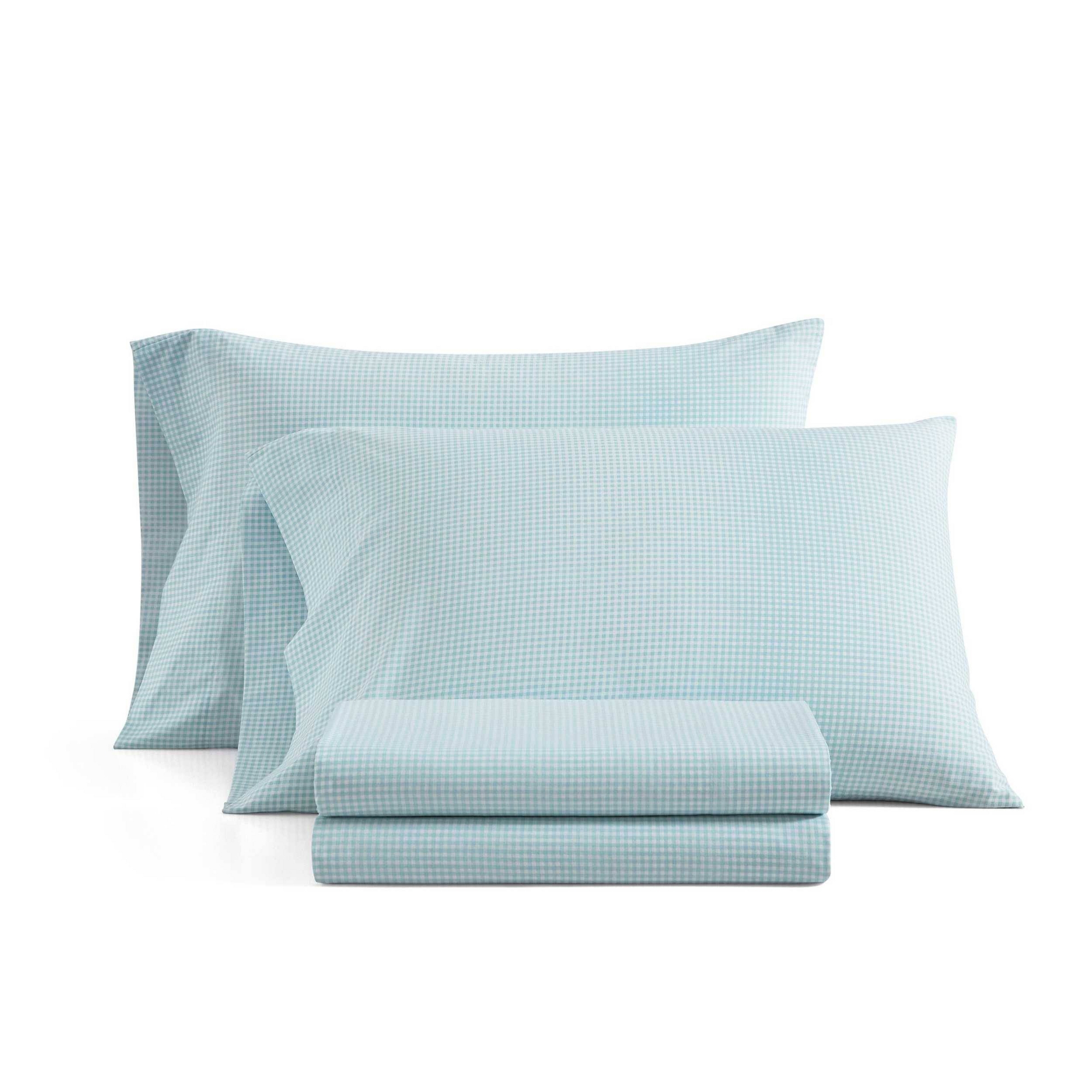 Martha Stewart Queen Ms Core Small Gingham Sheet Set Blue