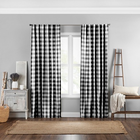 Buffalo Plaid Window Curtain Tier Buffalo Black And White - Temu