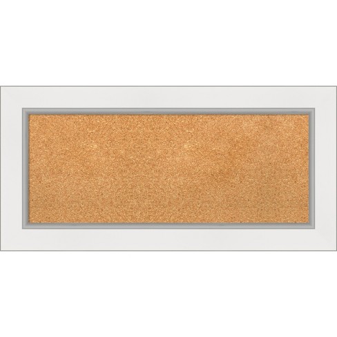 Amanti Art Natural Cork Board Framed Eva White Silver Bulletin Board 35 In.  X 17 In. : Target