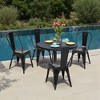 ELJGET Set of 4 Metal Dining Chairs, Stackable Industrial Kitchen & Dining Room Chairs with 300 lbs Capacity, Heavy-Duty Steel Side Chairs – Black - 2 of 4