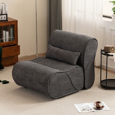 31.1" Modern Accent Chair with Waist Pack Padding, Soft Pellet Velvet Recliner/Comfortable Lounge Chair 4W - ModernLuxe
