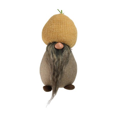 Northlight 12" Thanksgiving Autumn Brown "Pumpkin Paul" Sitting Gnome with Pumpkin Hat